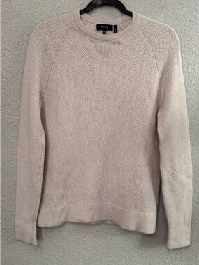 Theory Men’s Textured Crewneck Sweater 100% Cashmere Silver Color Size Medium